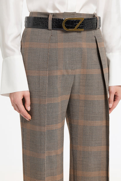CINAMON WOOL PLAID CLASSIC PLEAT PANT