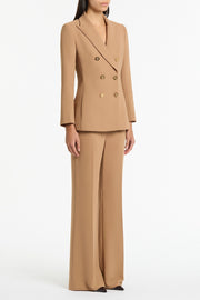 CINNAMON CREPE PEAKED DOUBLE BREASTED JACKET