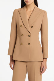CINNAMON CREPE PEAKED DOUBLE BREASTED JACKET