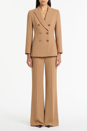CINNAMON CREPE PEAKED DOUBLE BREASTED JACKET