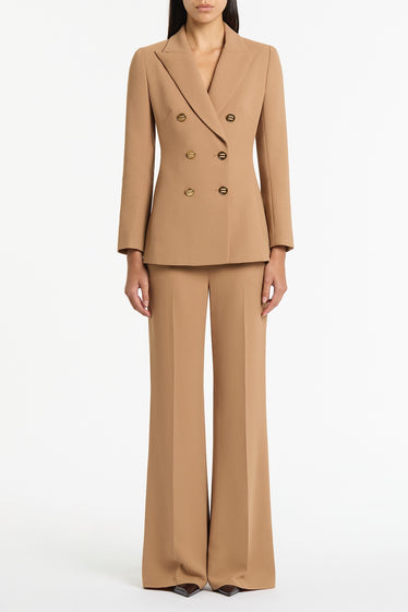 CINNAMON CREPE PEAKED DOUBLE BREASTED JACKET