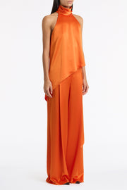 CLEMENTINE SATIN ACETATE DRAPED ASYMMETRIC TOP