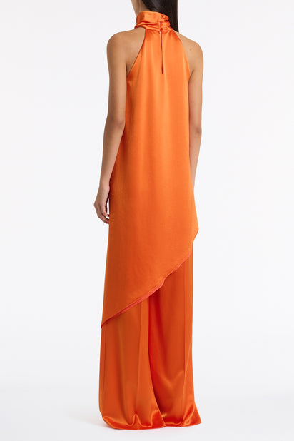 CLEMENTINE SATIN ACETATE DRAPED ASYMMETRIC TOP
