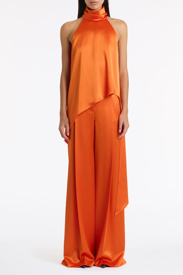 CLEMENTINE SATIN ACETATE DRAPED ASYMMETRIC TOP