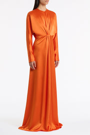 CLEMENTINE SATIN ACETATE DRAPED SOFT SLEEVE DRESS