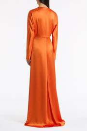CLEMENTINE SATIN ACETATE DRAPED SOFT SLEEVE DRESS