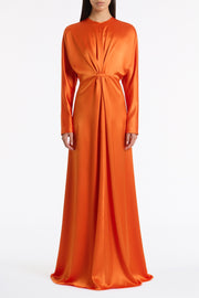 CLEMENTINE SATIN ACETATE DRAPED SOFT SLEEVE DRESS