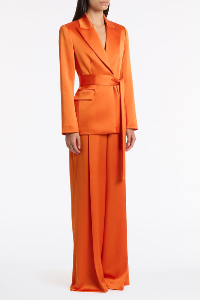 CLEMENTINE SATIN ACETATE TIE WAIST BLAZER