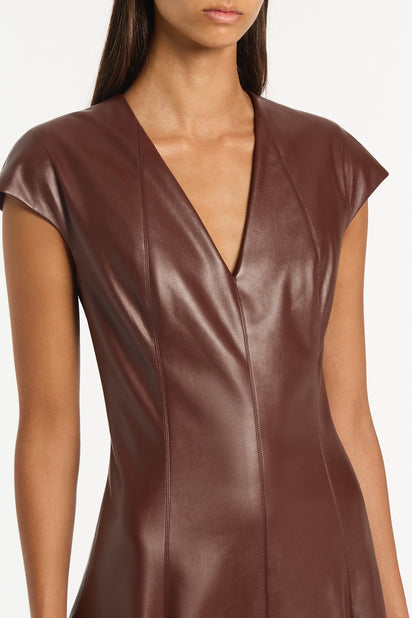 COCOA FAUX LEATHER PANEL DRESS