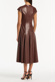 COCOA FAUX LEATHER PANEL DRESS
