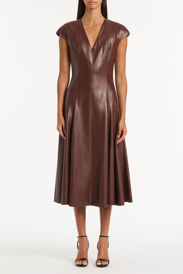 COCOA FAUX LEATHER PANEL DRESS