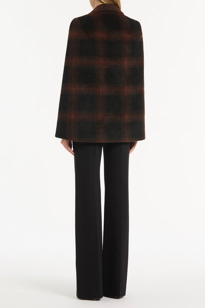 COCOA WOOL CHECK CAPE