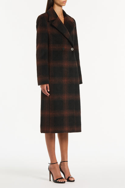 COCOA WOOL CHECK COAT