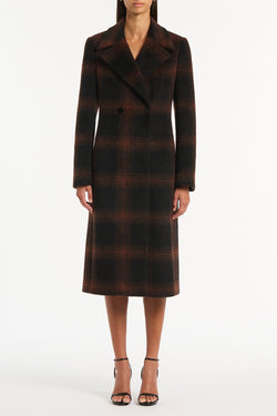 COCOA WOOL CHECK COAT