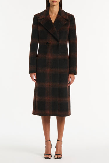 COCOA WOOL CHECK COAT