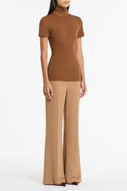COGNAC JERSEY SHORT SLEEVE TOP