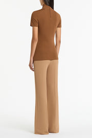 COGNAC JERSEY SHORT SLEEVE TOP