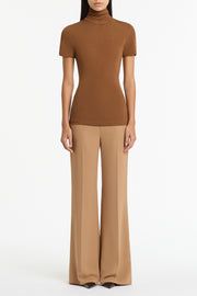 COGNAC JERSEY SHORT SLEEVE TOP