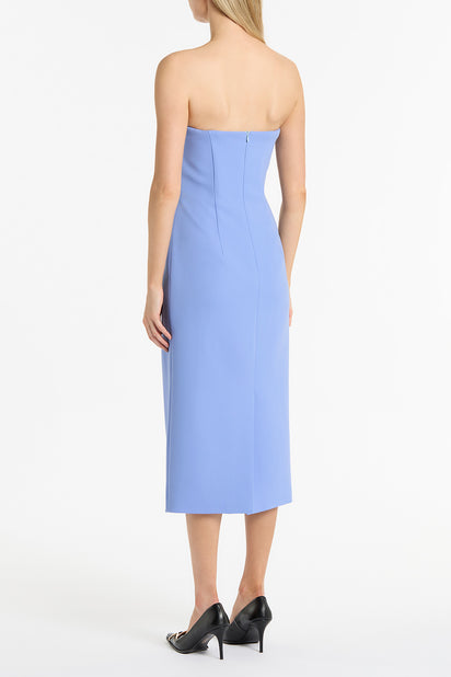 CORNFLOWER CREPE ASYMMETRIC DRESS