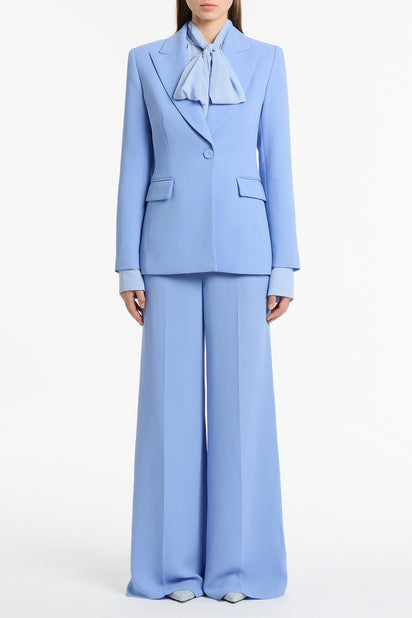 CORNFLOWER CREPE HIGH WAISTED WIDE LEG PANT