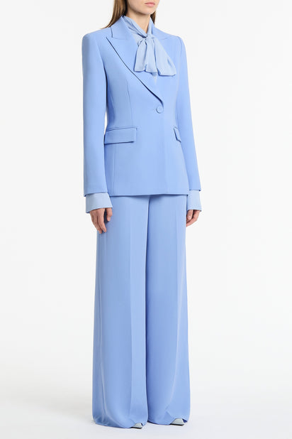 CORNFLOWER CREPE LONG LINE JACKET