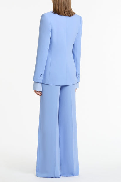 CORNFLOWER CREPE LONG LINE JACKET
