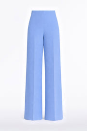 CORNFLOWER CREPE HIGH WAISTED WIDE LEG PANT