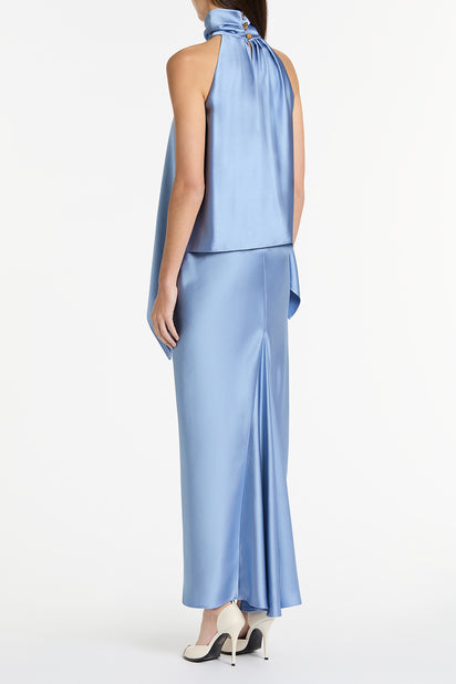 CORNFLOWER SATIN BIAS SKIRT