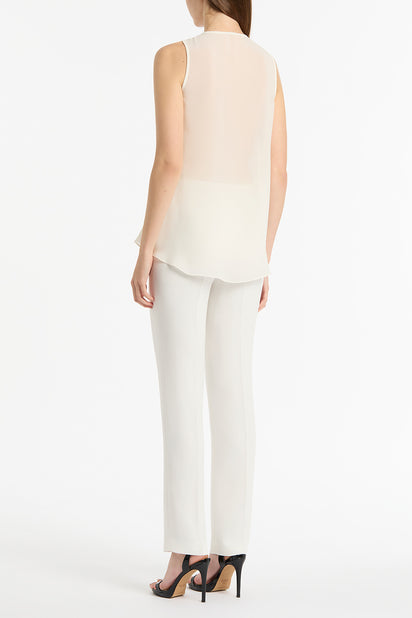 CREAM GEORGETTE FLUTED TANK