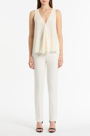 CREAM GEORGETTE FLUTED TANK