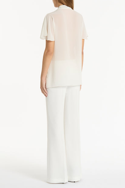 CREAM GEORGETTE FLUTED TIE TOP