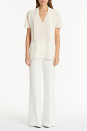 CREAM GEORGETTE FLUTED TIE TOP