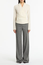 CR�ME LOOPED KNIT SHAWL WRAP TOP
