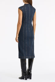 DARK INDIGO DENIM PANEL DRESS