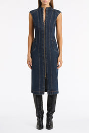 DARK INDIGO DENIM PANEL DRESS