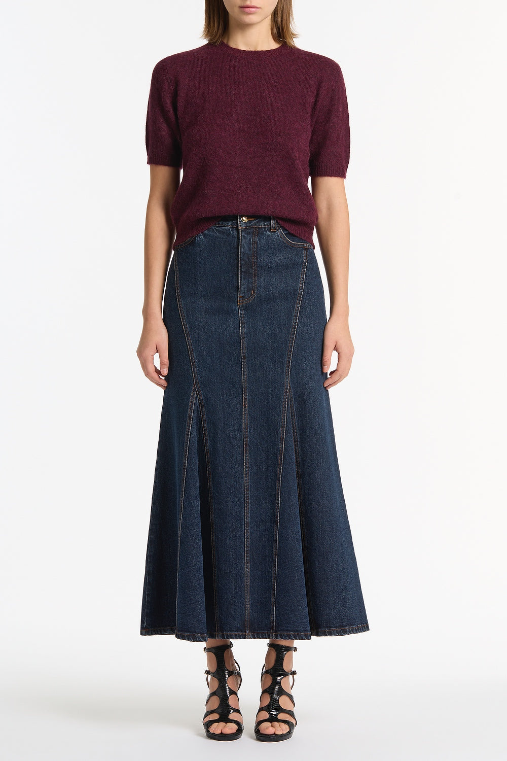 DARK INDIGO PANEL DENIM SKIRT – Carla Zampatti