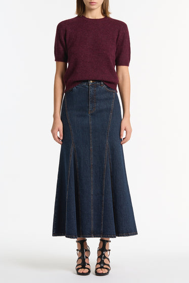 DARK INDIGO PANEL DENIM SKIRT