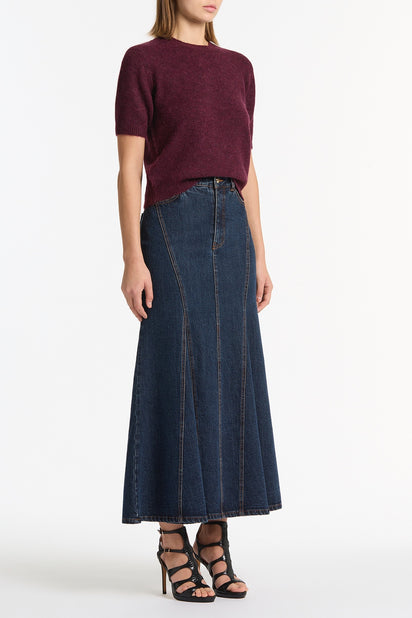DARK INDIGO PANEL DENIM SKIRT