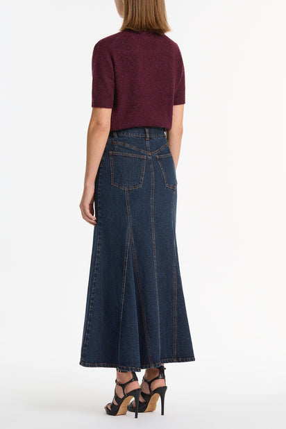 DARK INDIGO PANEL DENIM SKIRT