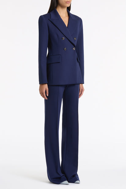DEEP BLUE PONTE DOUBLE BREASTED BLAZER