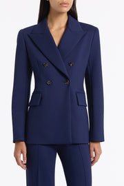 DEEP BLUE PONTE DOUBLE BREASTED BLAZER