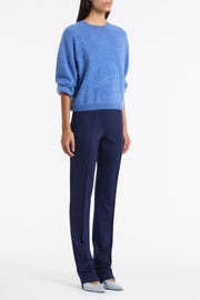 DEEP BLUE PONTE PINSTITCH SLIM LEG PANT