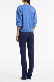 DEEP BLUE PONTE PINSTITCH SLIM LEG PANT