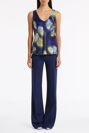 DEEP BLUE PONTE WIDE LEG PANT