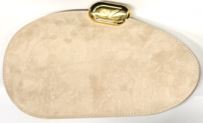 IVORY CZ OVAL SUEDE CLUTCH