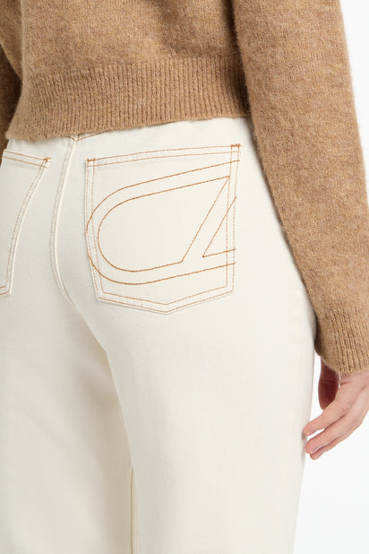 ECRU BOOTLEG DENIM JEANS