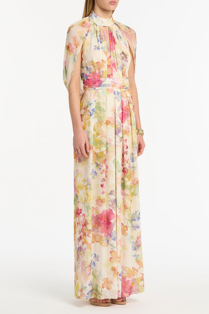 ETHEREA BLOOM HALTER CAPE GOWN