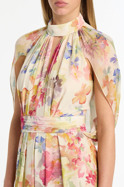 ETHEREA BLOOM HALTER CAPE GOWN