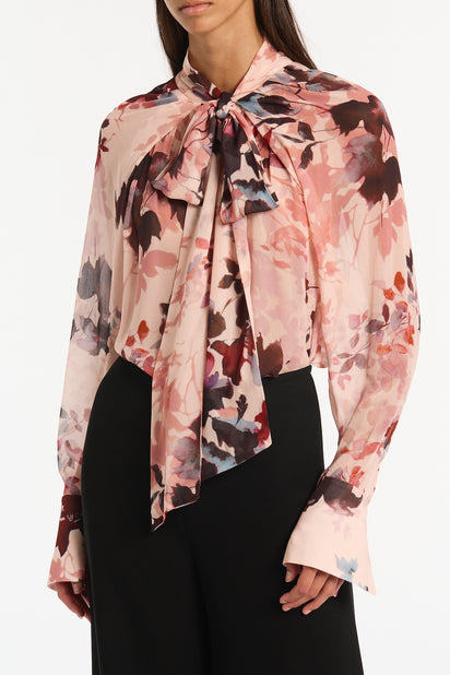 FIORI ETEREA GEORGETTE  BLOUSON SLEEVE TOP