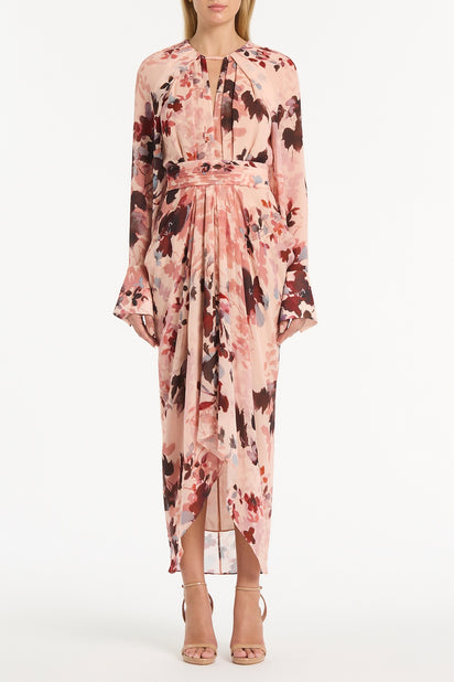 carla zampatti pink dress Carla Zampatti Peony Georgette Waterfall Dress